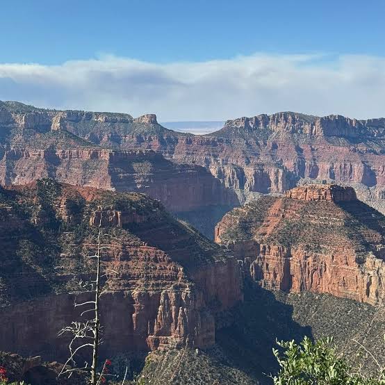 Sunset over the Grand Canyon's North side as the flight descends toward Bar 10